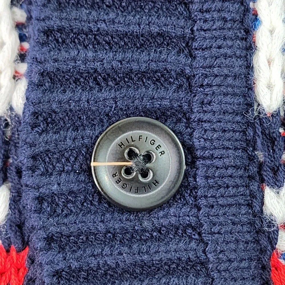 Tommy Hilfiger Ombre Textured Cardigan‎ Varsity Sweater Mens XL Multicolor Heavy
